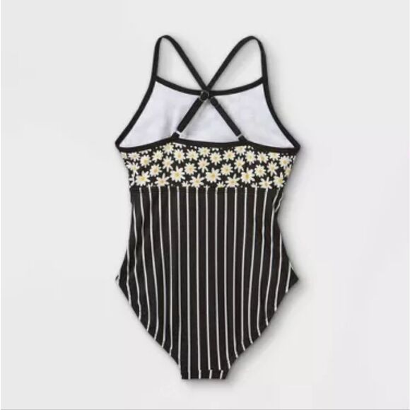 NWT art class Girls' Daisy Print Front-Cut One Piece Swimsuit Monokini - Picture 2 of 4